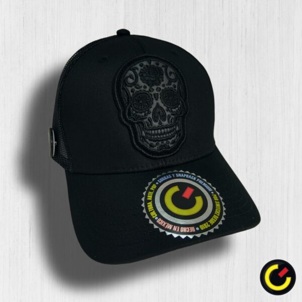 Gorra Calavera Mexicana Trucker Tornasol Black