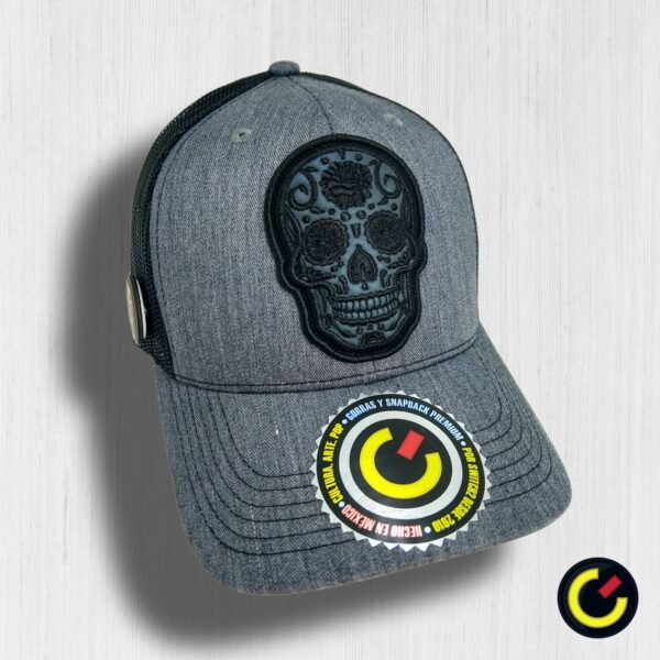 Gorra Calavera Mexicana Trucker Tornasol Gris