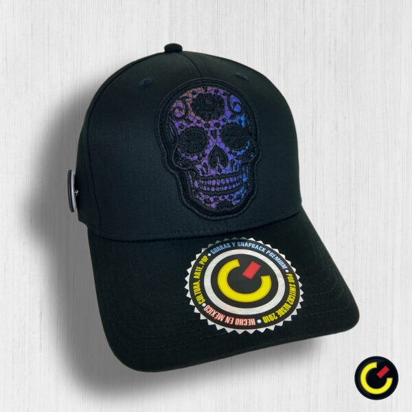 Gorra Calavera Mexicana Tornasol Curva Black