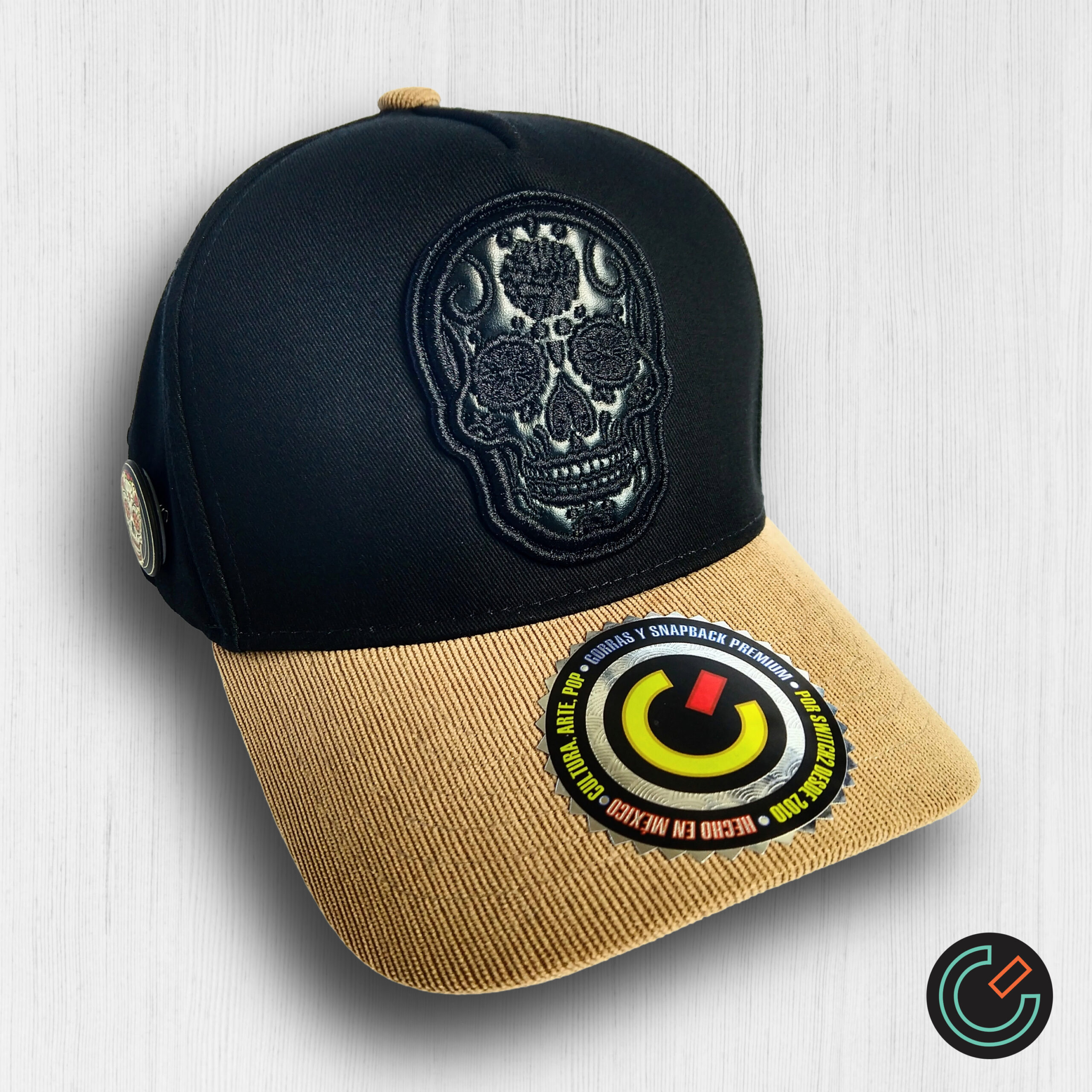Gorra Calavera Mexicana Obsidiana Curva Pana Camel